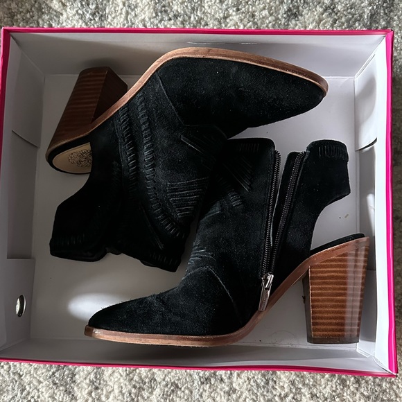 Vince Camuto Black Suede Booties - Picture 2 of 5